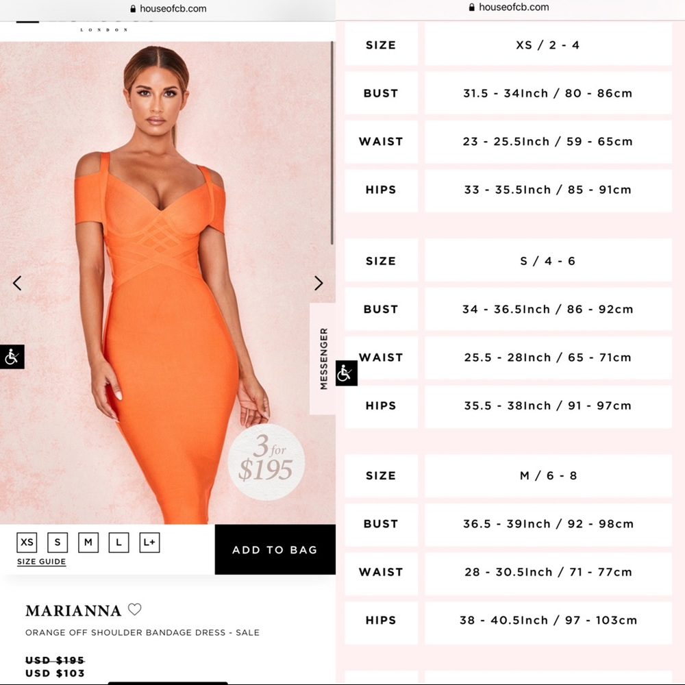 Orange Bandage “Marianna” midi House of CB Dress